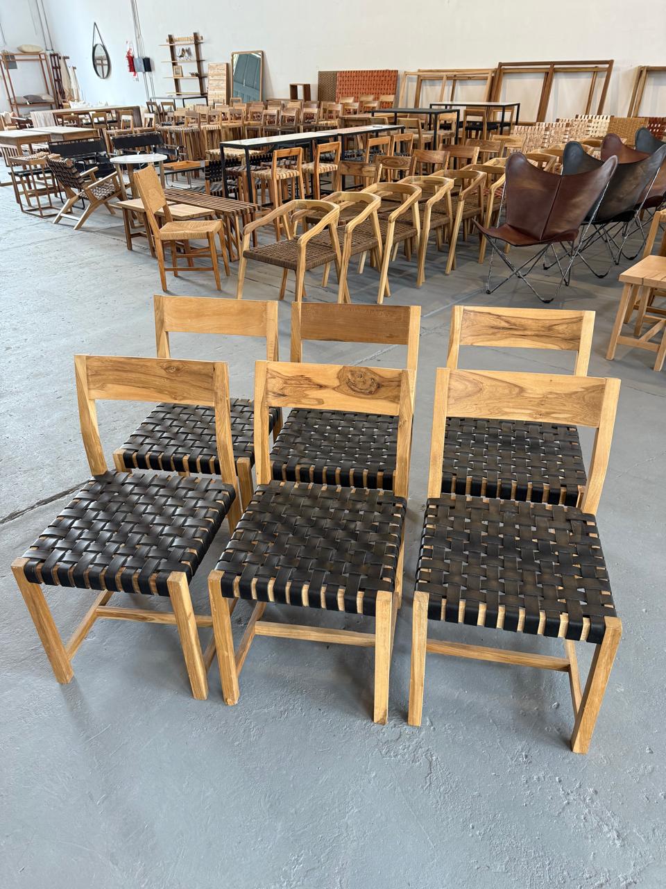 Silla Luca Cuero Trenzado Negro